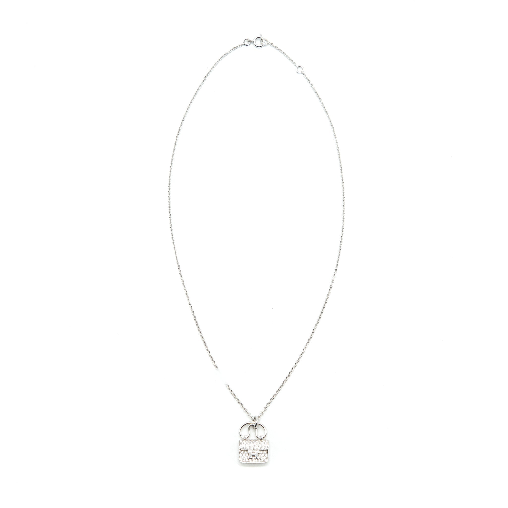 HERMES CONSTANCE AMULETTE NECKLACE WHITE GOLD WITH DIAMOND