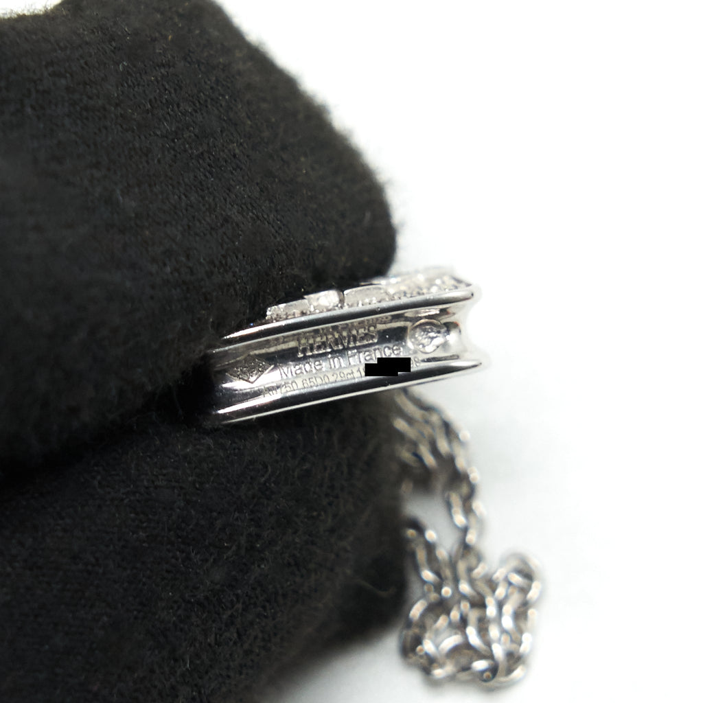 HERMES CONSTANCE AMULETTE NECKLACE WHITE GOLD WITH DIAMOND