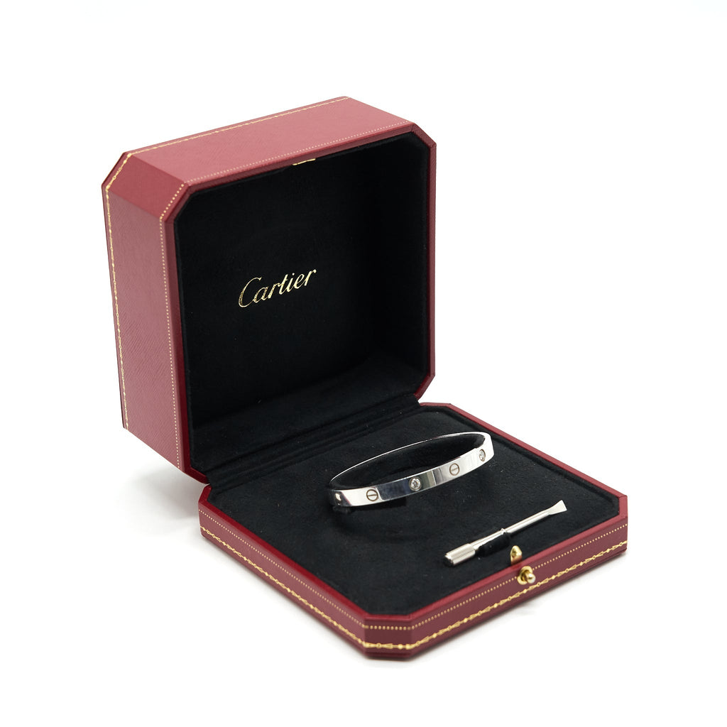 CARTIER LOVE BRACELET WHITE GOLD 4 DIAMONDS