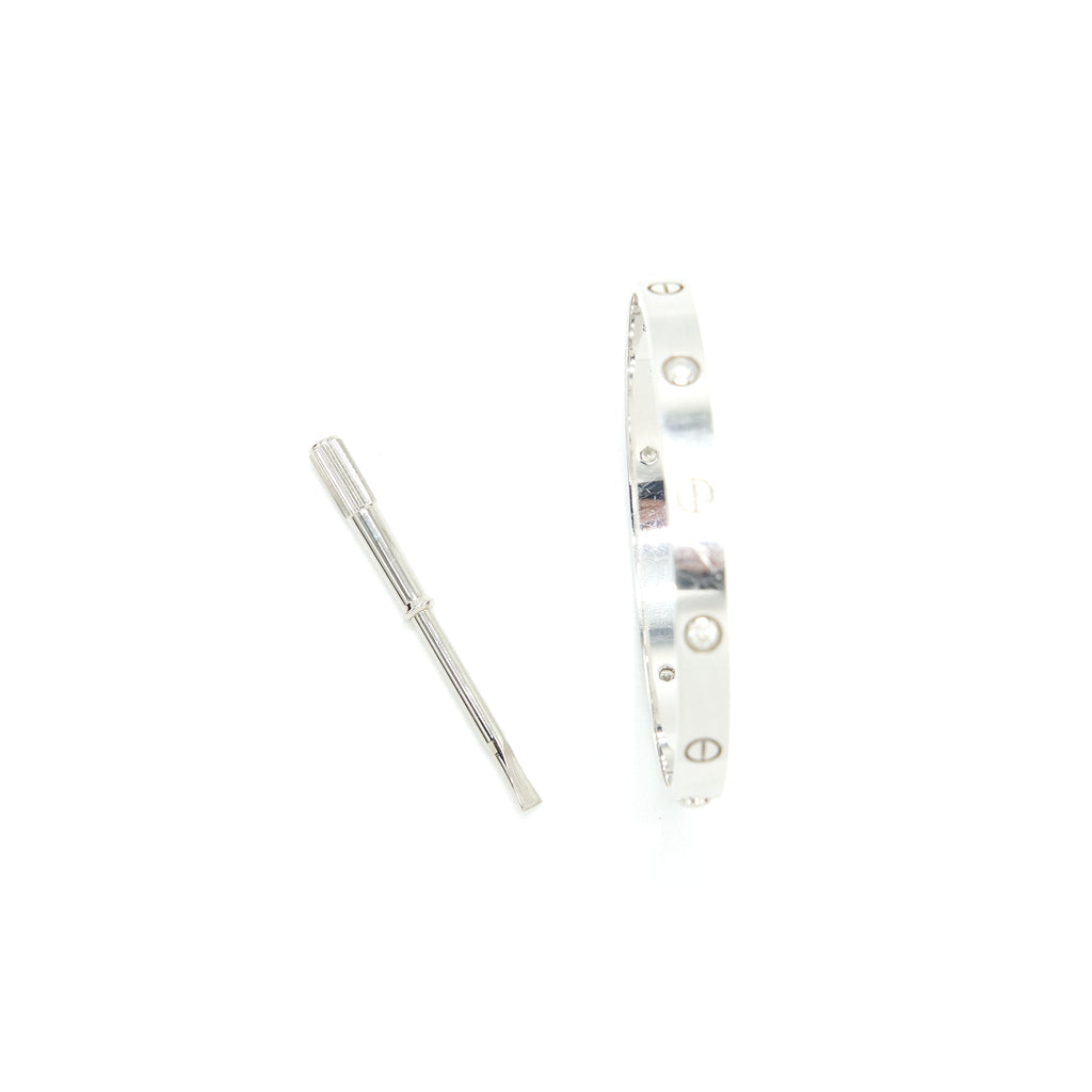 CARTIER LOVE BRACELET WHITE GOLD 4 DIAMONDS