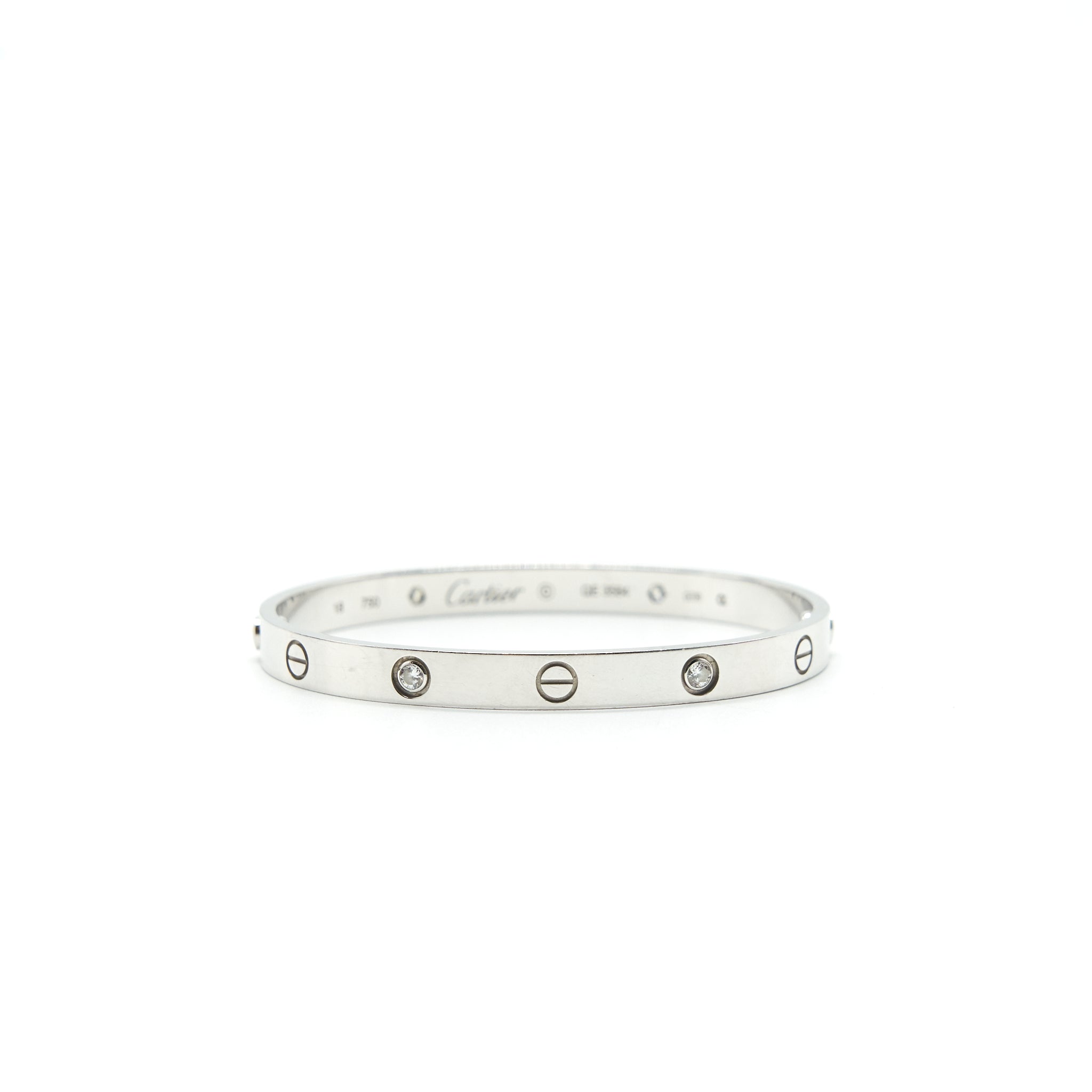 CARTIER LOVE BRACELET WHITE GOLD 4 DIAMONDS