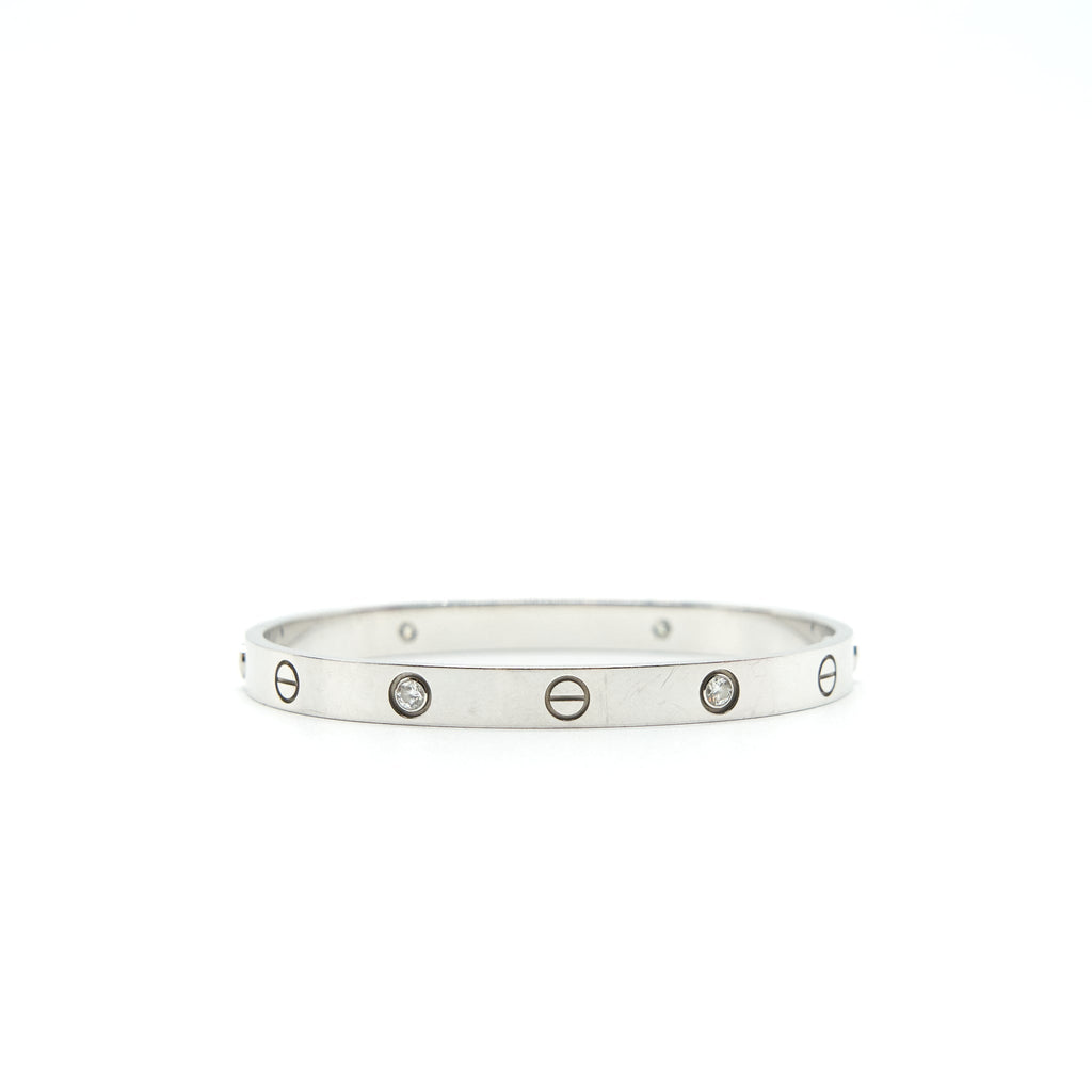 CARTIER LOVE BRACELET WHITE GOLD 4 DIAMONDS