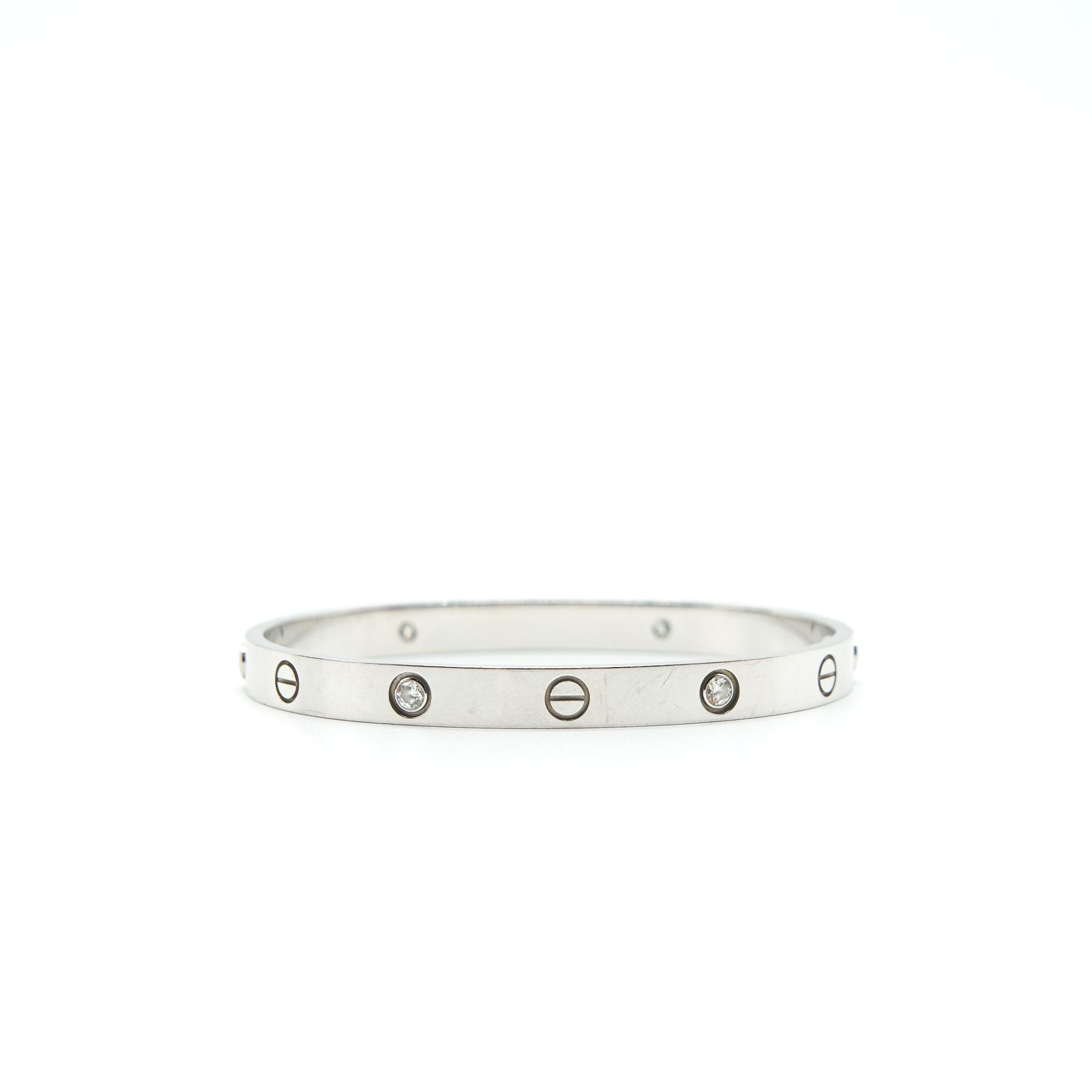 CARTIER LOVE BRACELET WHITE GOLD 4 DIAMONDS
