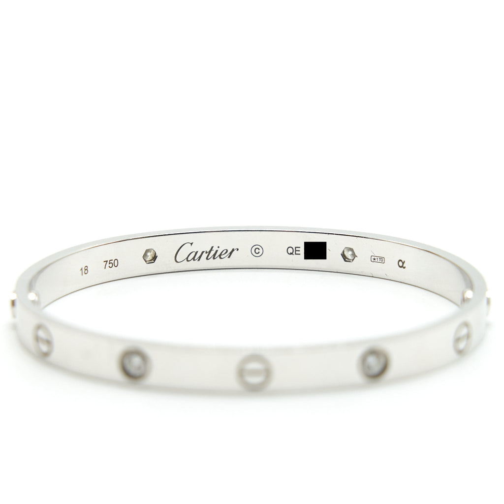 CARTIER LOVE BRACELET WHITE GOLD 4 DIAMONDS