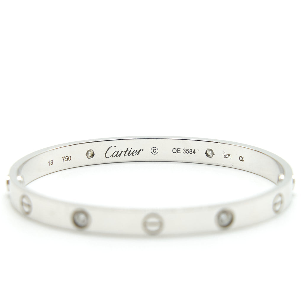 CARTIER LOVE BRACELET WHITE GOLD 4 DIAMONDS