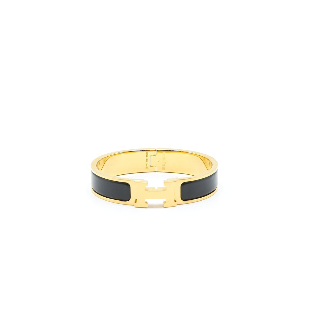 HERMES CLIC H BRACELET NOIR GHW