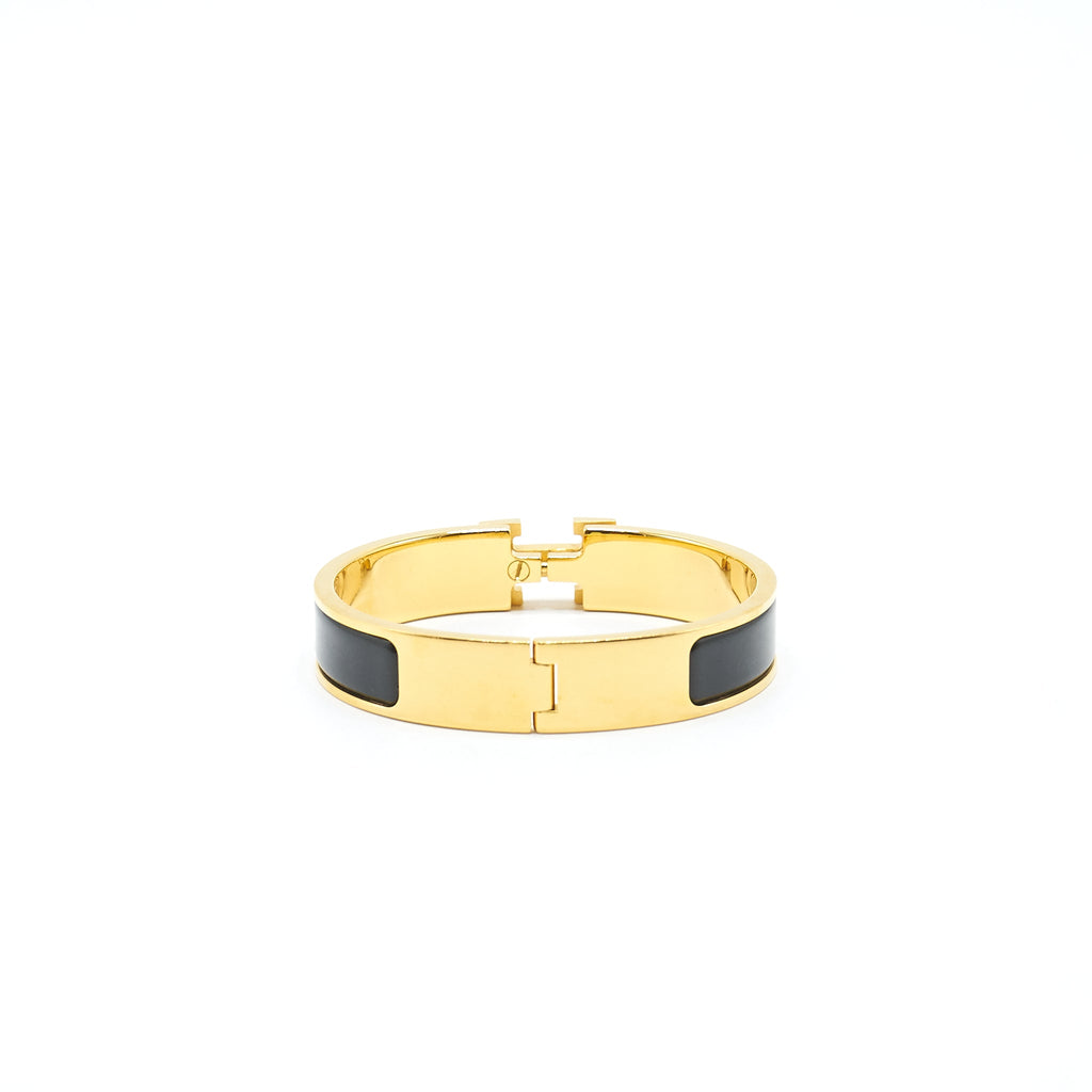 HERMES CLIC H BRACELET NOIR GHW