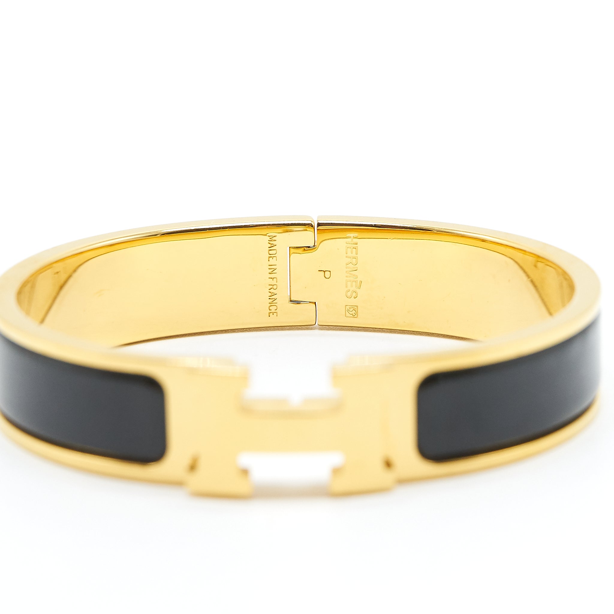 HERMES CLIC H BRACELET NOIR GHW