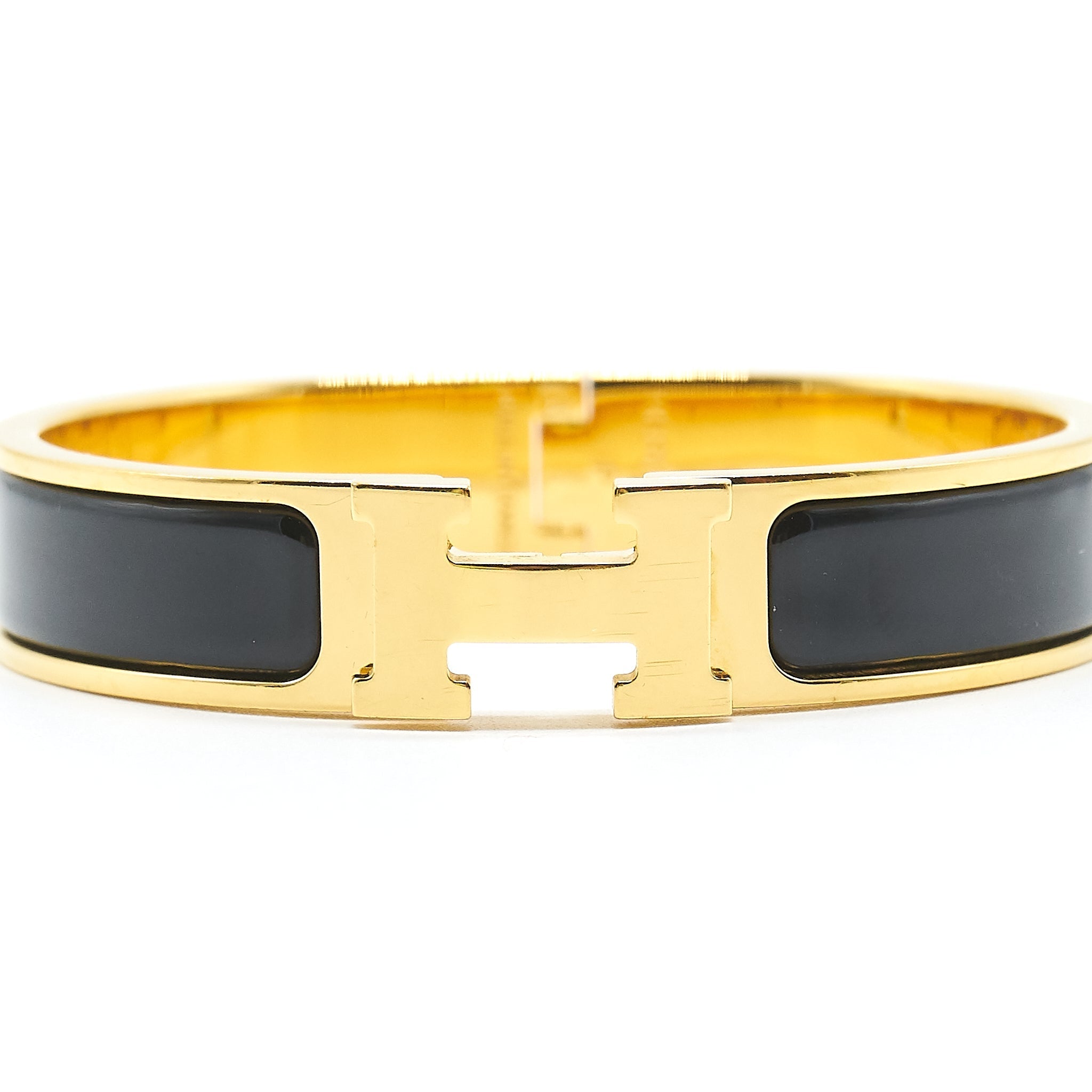 HERMES CLIC H BRACELET NOIR GHW
