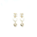 CHANEL CC LOGO AND HEART DROP EARRING