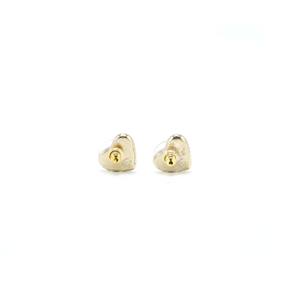 CHANEL 22C LIGHT GOLD TONE HEART EARRING