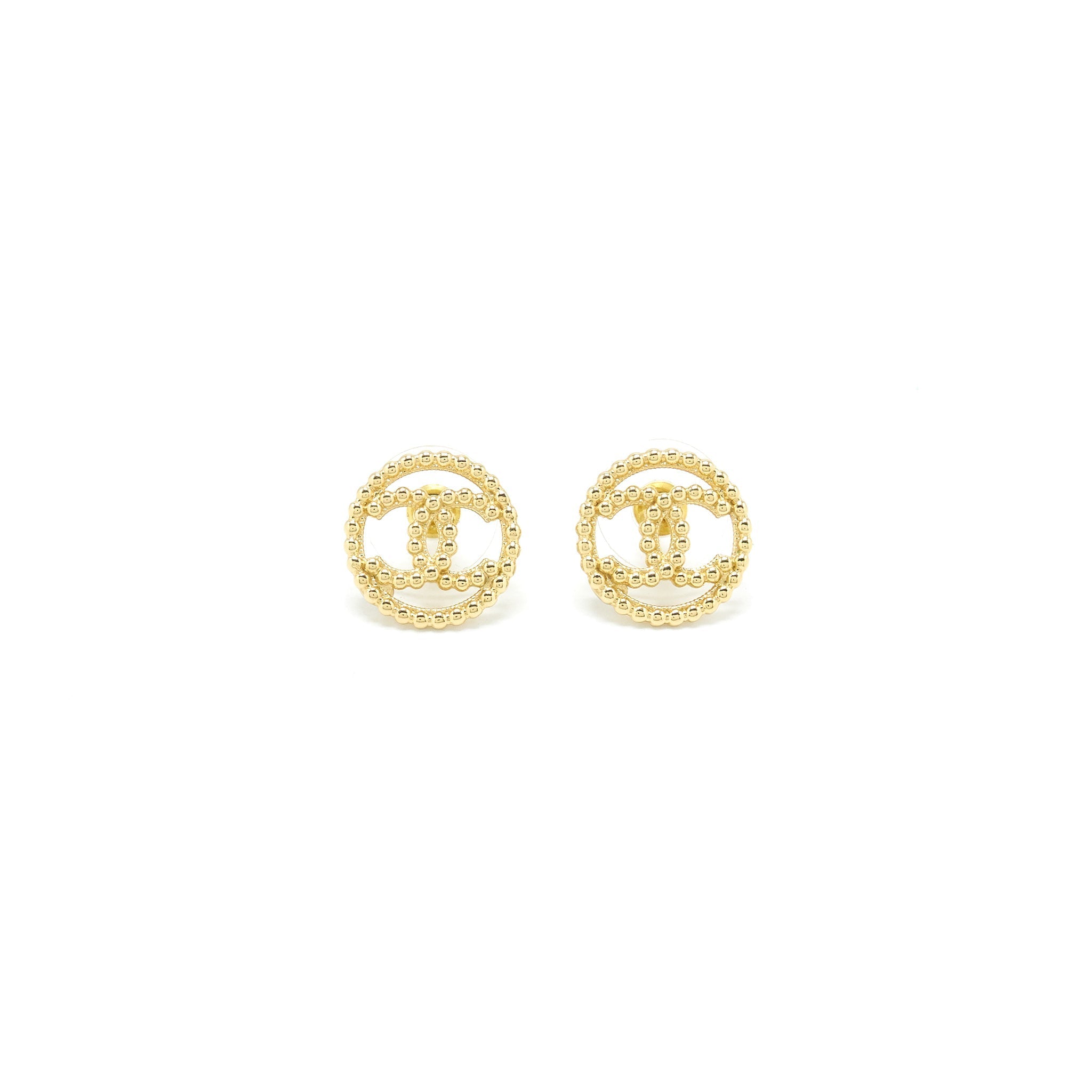 CHANEL ROUND CC GOLD TONE EARRINGS