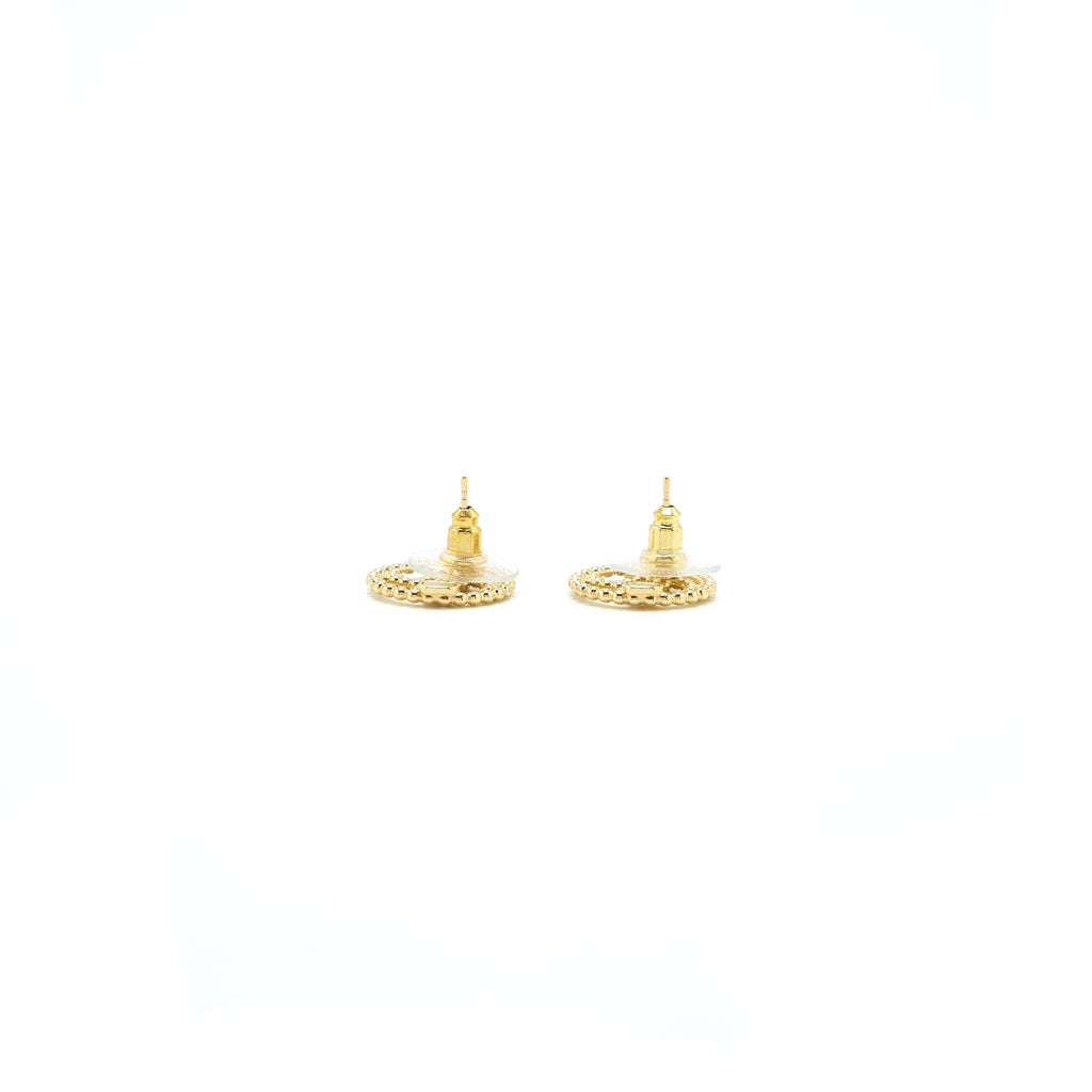CHANEL ROUND CC GOLD TONE EARRINGS
