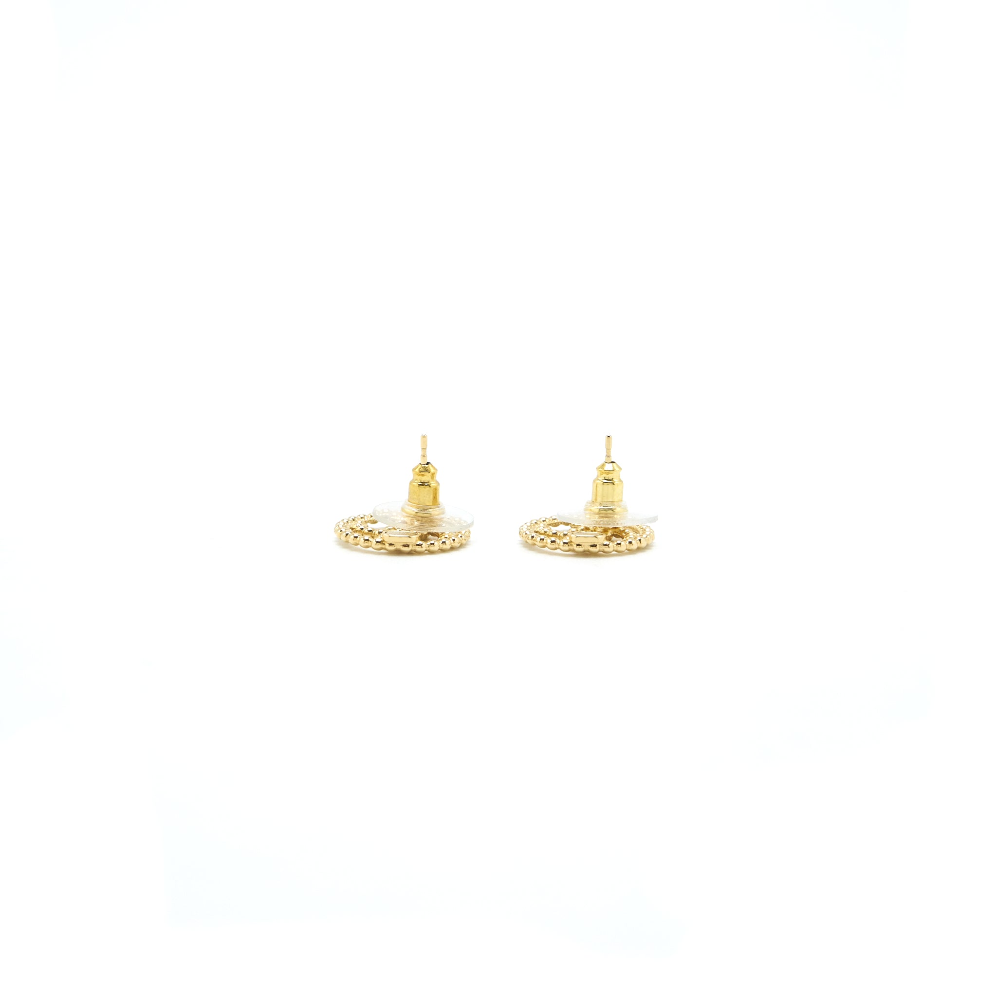 CHANEL ROUND CC GOLD TONE EARRINGS