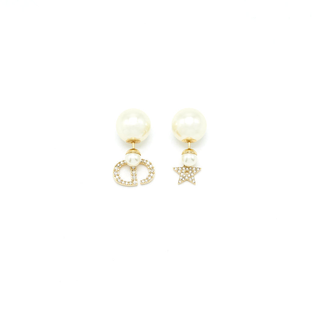 DIOR CD AND STAR WITH PEARL DROP EARRING