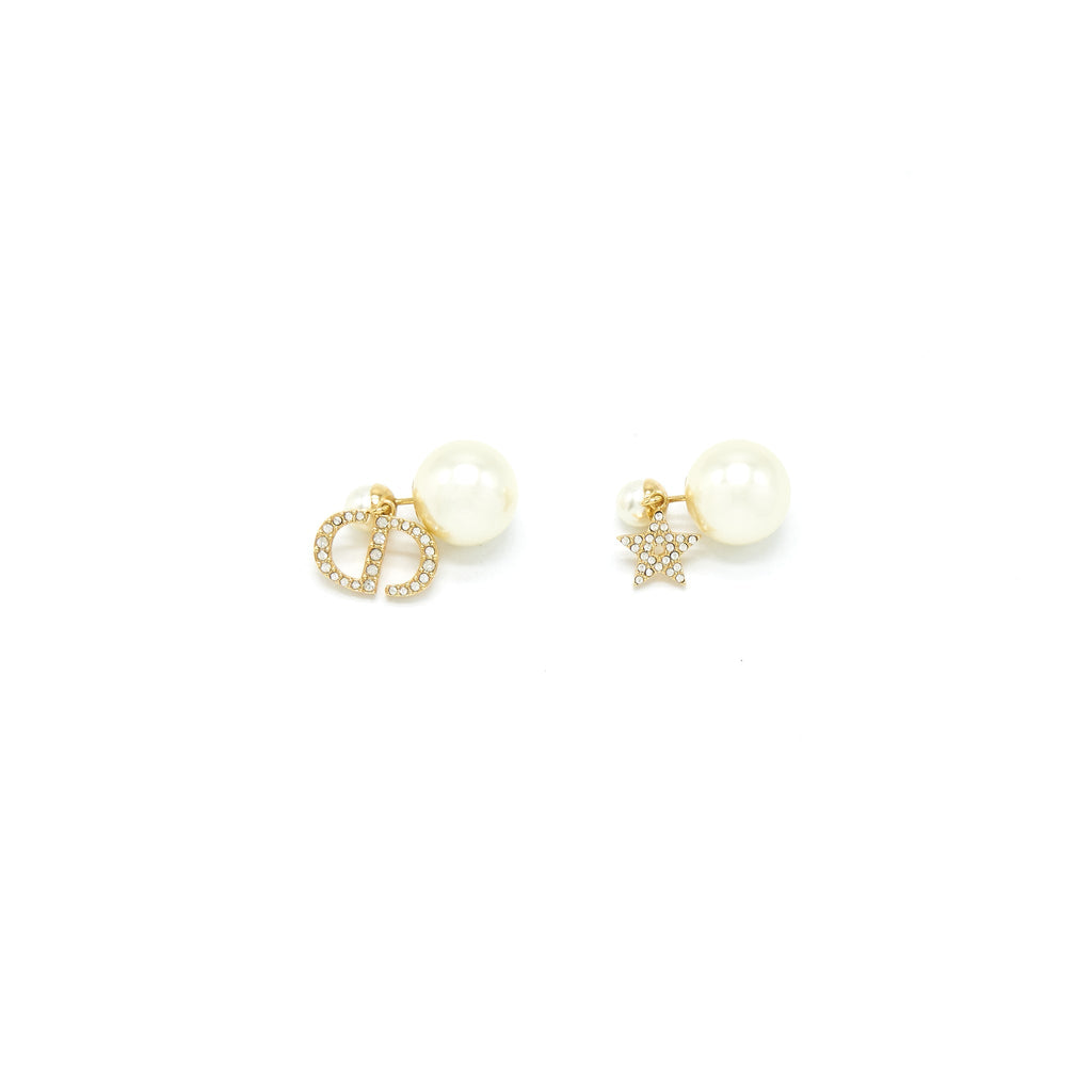 DIOR CD AND STAR WITH PEARL DROP EARRING