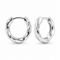 EZLIER TWISTED HUGGIE HOOPS — SILVER