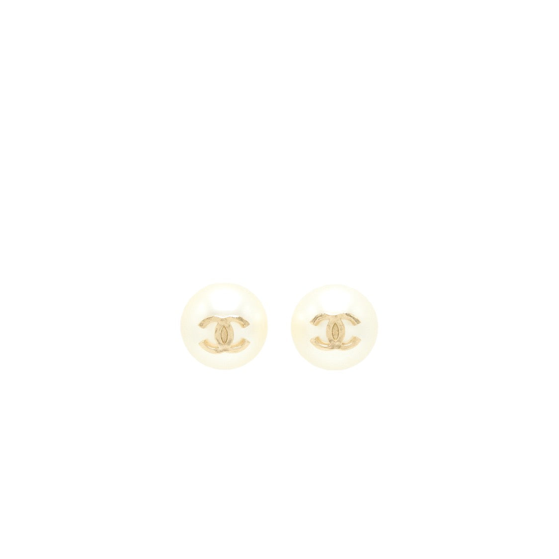 CHANEL GIANT PEARL WITH CC LOGO EARRING LGHW