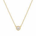 EZLIER ROUND BEZEL SOLITAIRE NECKLACE — GOLD