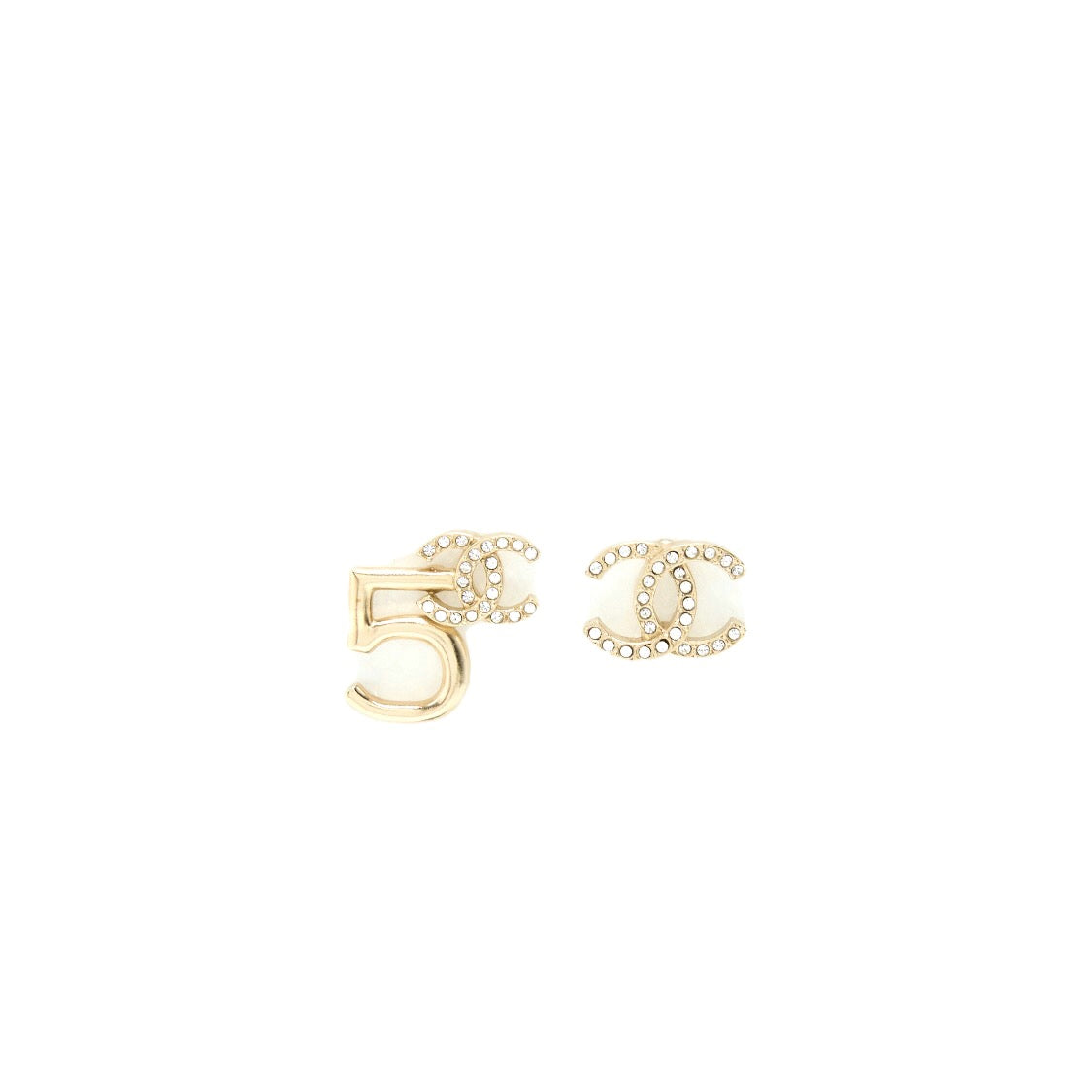 CHANEL CRYSTAL CC LOGO NO.5 EARRINGS LGHW