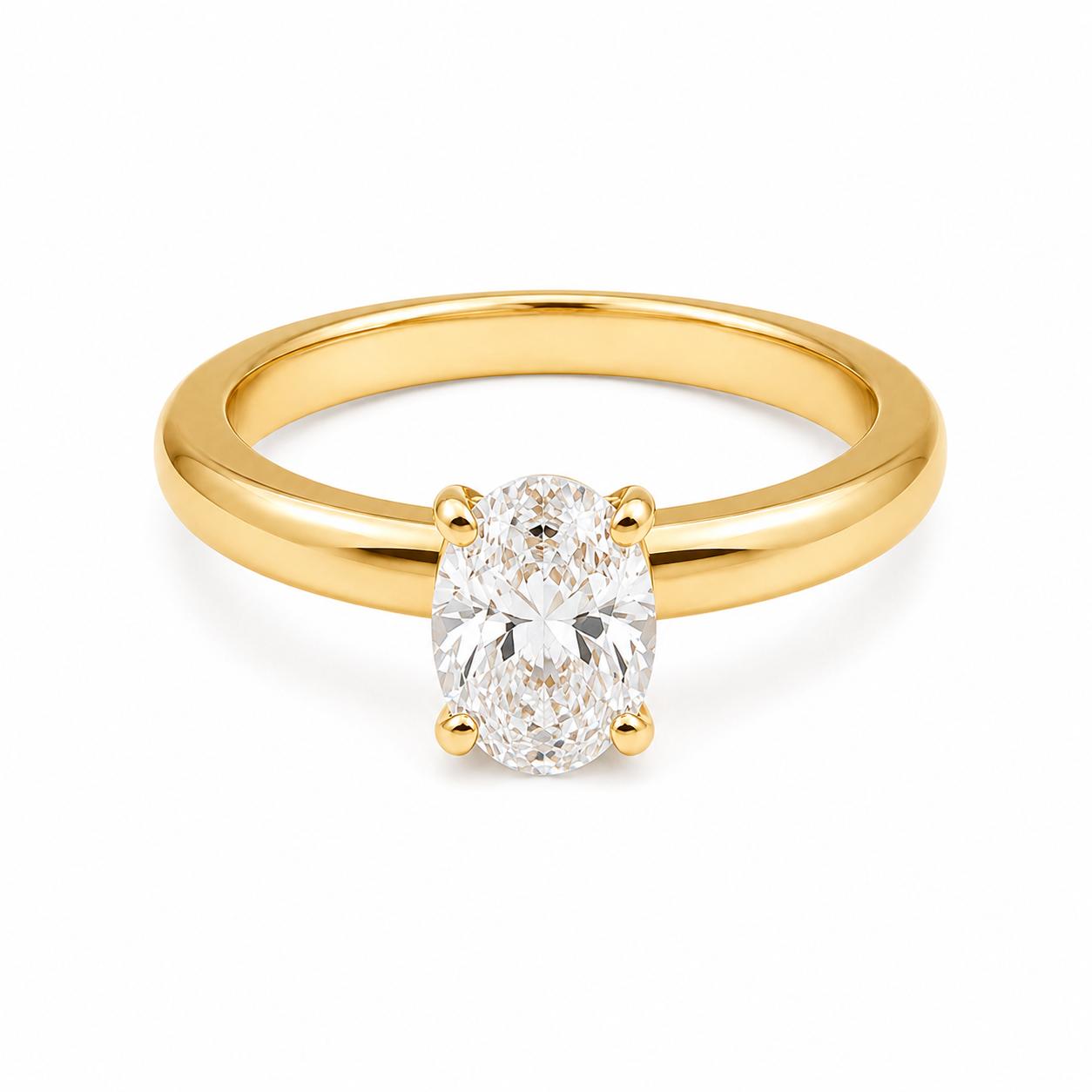 EZLIER OVAL SOLITAIRE RING — GOLD