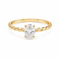 EZLIER OVAL SOLITAIRE ROPE RING — GOLD