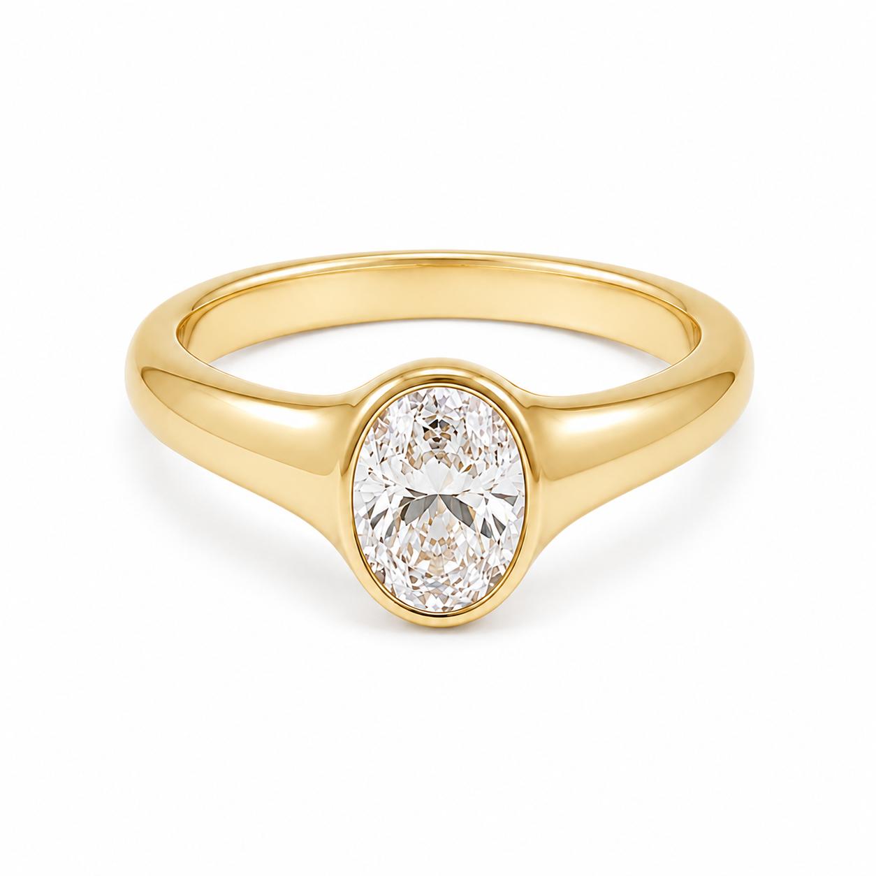 EZLIER OVAL BEZEL SIGNET RING — GOLD