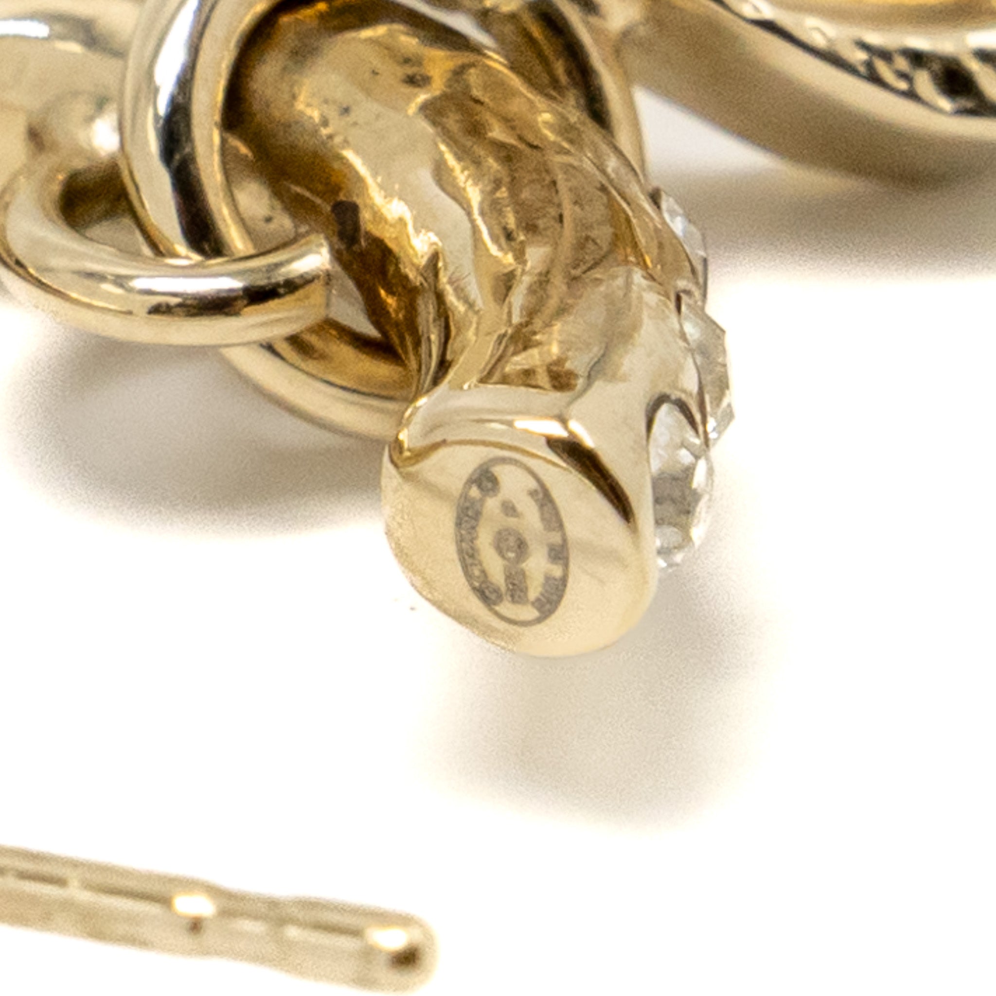 CHANEL SQUARE CC LOGO DROPPED EARRINGS CRYSTAL LIGHT GOLD TONE
