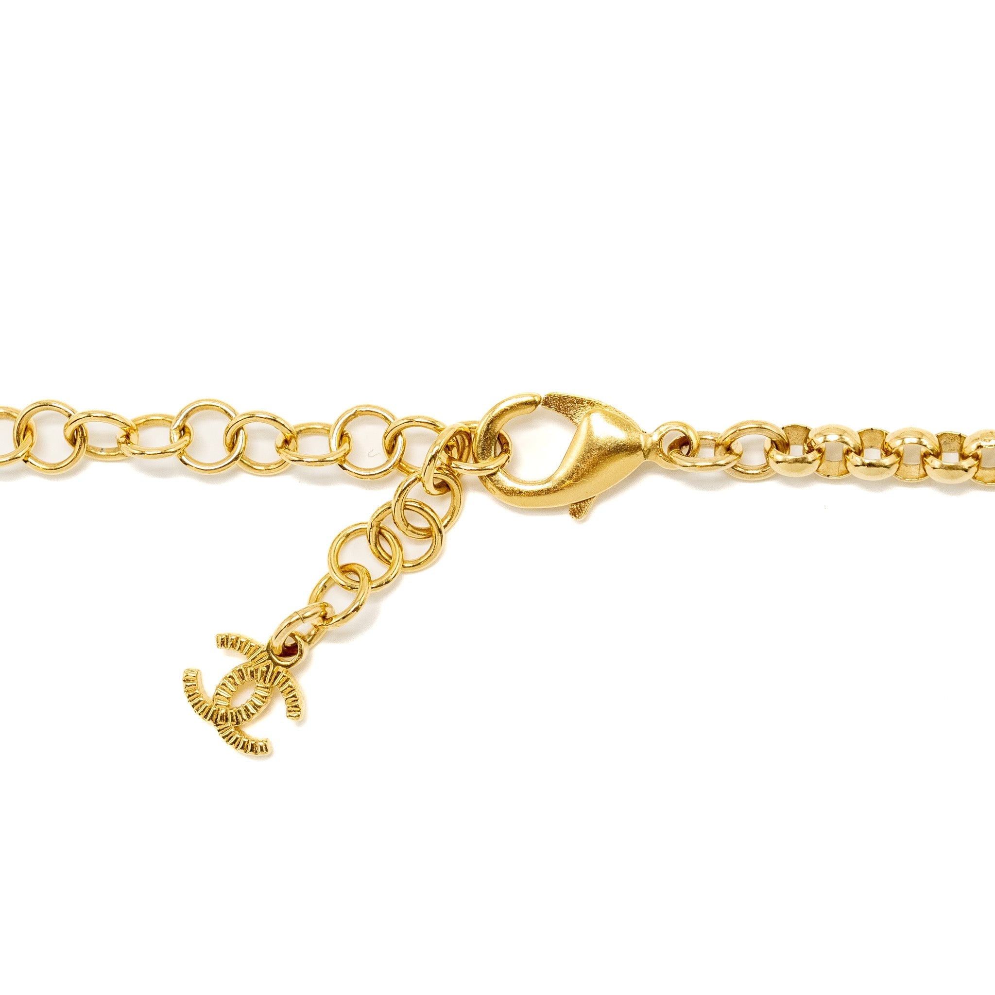 CHANEL HEART SHAPE CRYSTAL CHOCKER/NECKLACE GOLD TONE