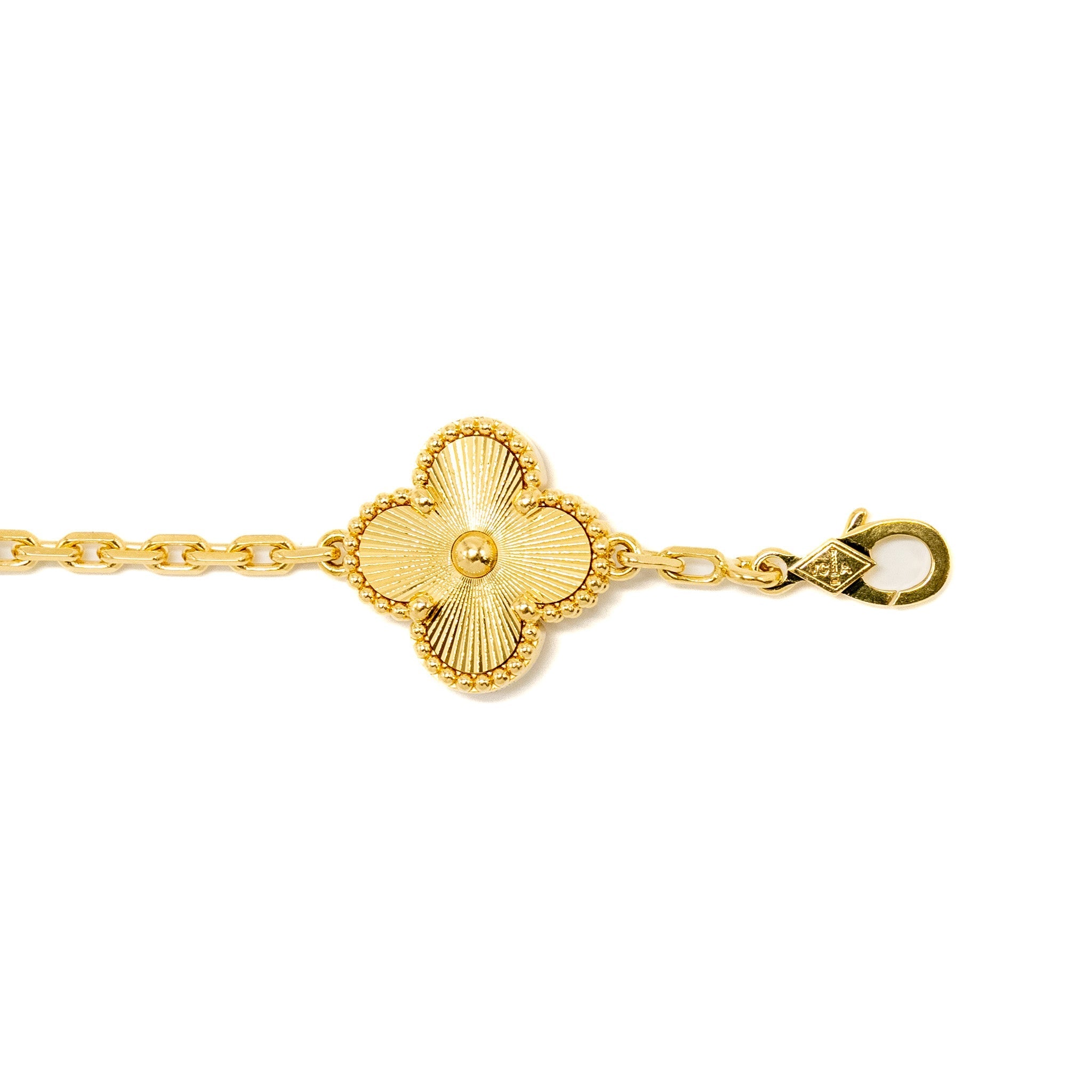 VAN CLEEF AND ARPELS VINTAGE ALHAMBRA BRACELET, 5 MOTIF 18K YELLOW GOLD