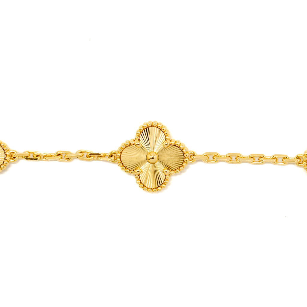 VAN CLEEF AND ARPELS VINTAGE ALHAMBRA BRACELET, 5 MOTIF 18K YELLOW GOLD