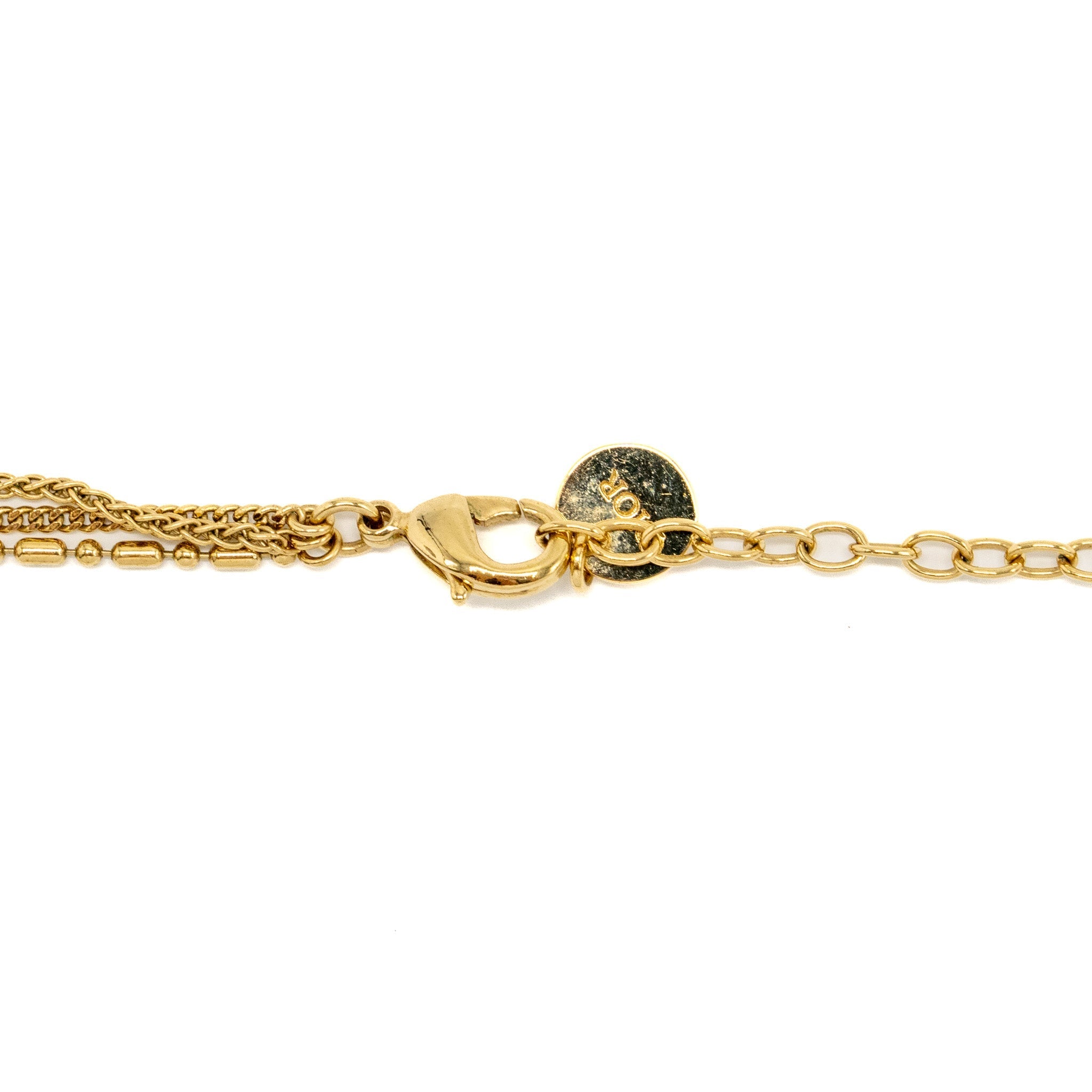 DIOR CD AND PEARL NECKLACE CRYSTAL GOLD TONE