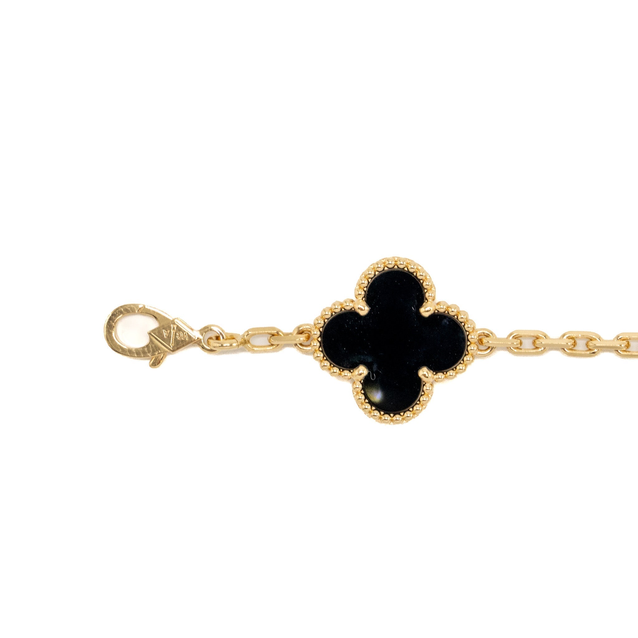 VAN CLEEF & ARPELS ALHAMBRA BRACELET 5 MOTIF ONYX YELLOW GOLD