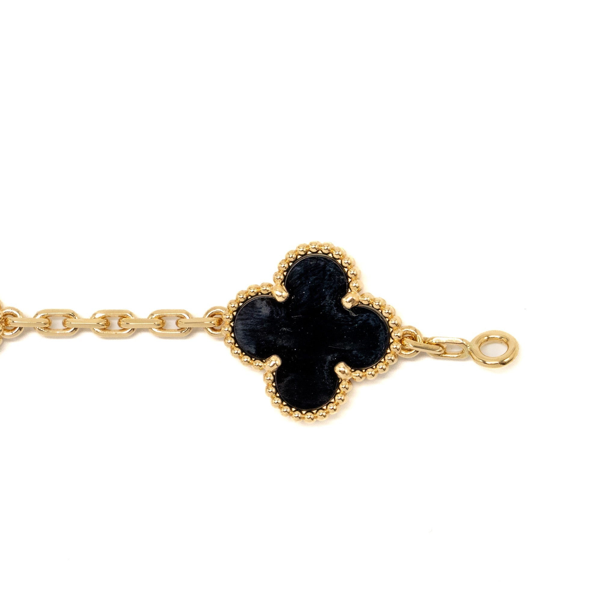 VAN CLEEF & ARPELS ALHAMBRA BRACELET 5 MOTIF ONYX YELLOW GOLD