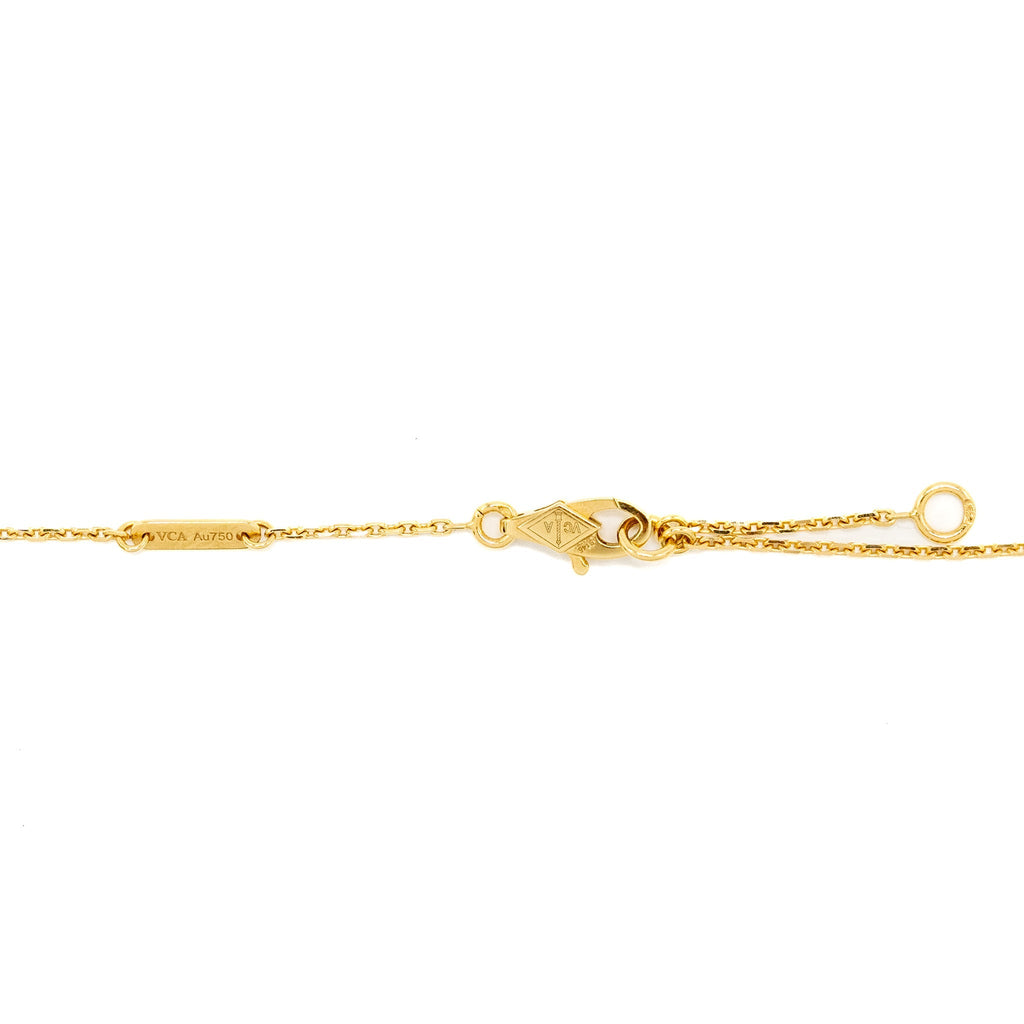 VAN CLEEF & ARPELS SWEET ALHAMBRA BUTTERFLY PENDANT YELLOW GOLD WHITE MOTHER OF PEARL