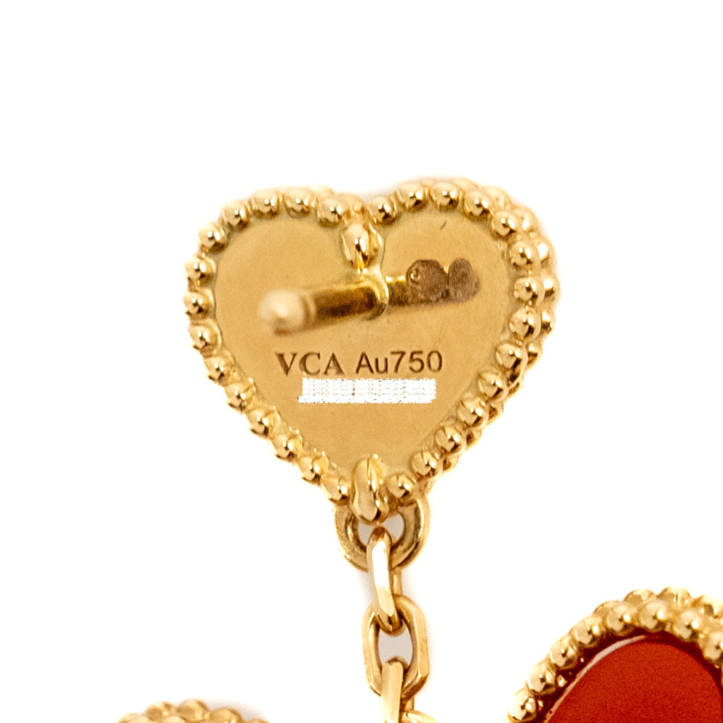 VAN CLEEF &ARPELS SWEET HEARTS EARRINGS CARNELIAN ROSE GOLD, DIAMONDS