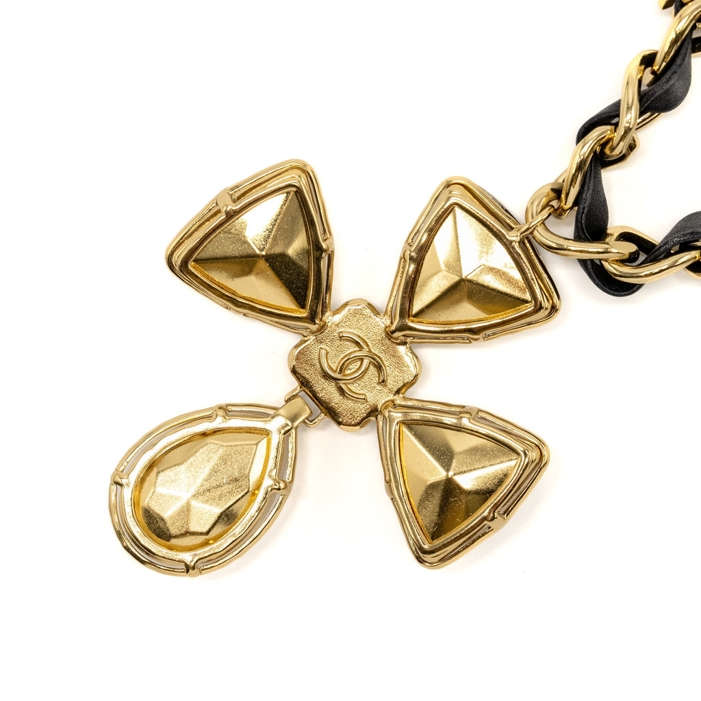 CHANEL GIANT CLOVER CRYSTAL CHOCKER PINK / BLACK / LIGHT GOLD TONE