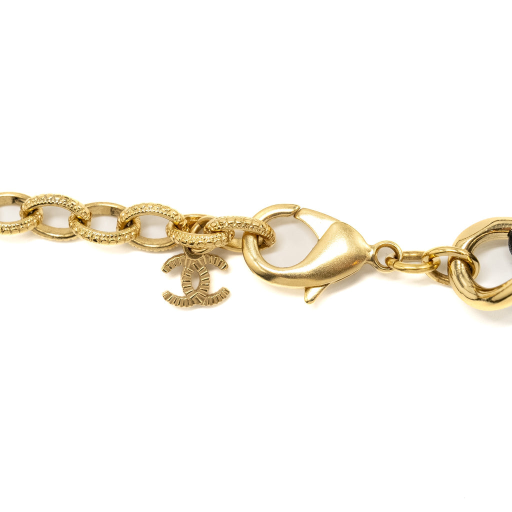 CHANEL GIANT CLOVER CRYSTAL CHOCKER PINK / BLACK / LIGHT GOLD TONE