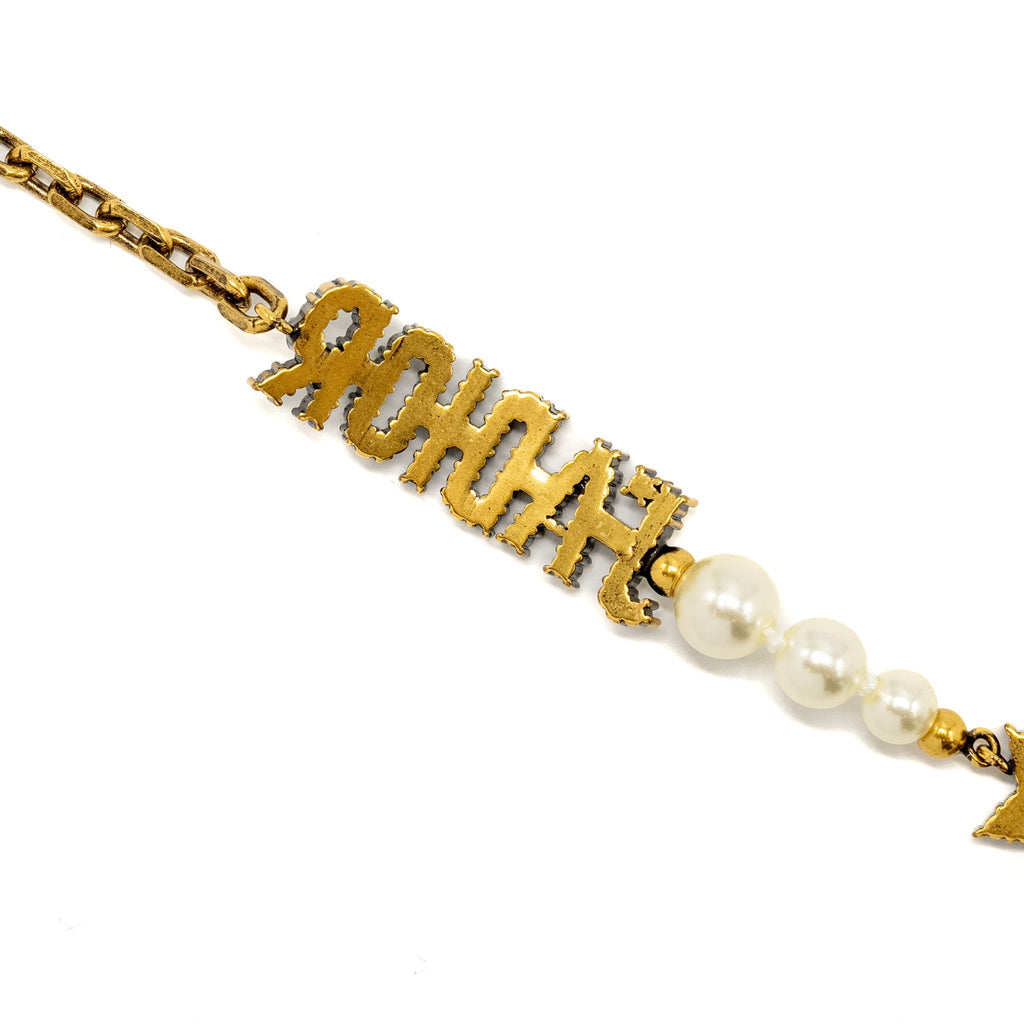 DIOR J'ADIOR STAR/PEARL CRYSTAL BRACELET GOLD TONE