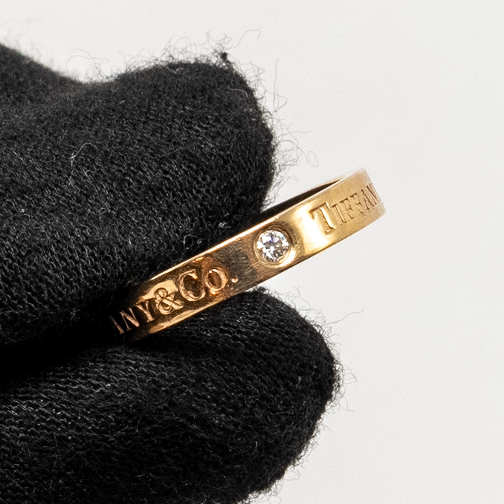 TIFFANY SIZE～US5.5 3MM BAND RING 18K ROSE GOLD, DIAMONDS