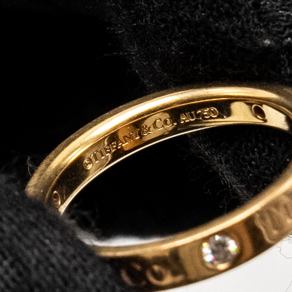 TIFFANY SIZE～US5.5 3MM BAND RING 18K ROSE GOLD, DIAMONDS