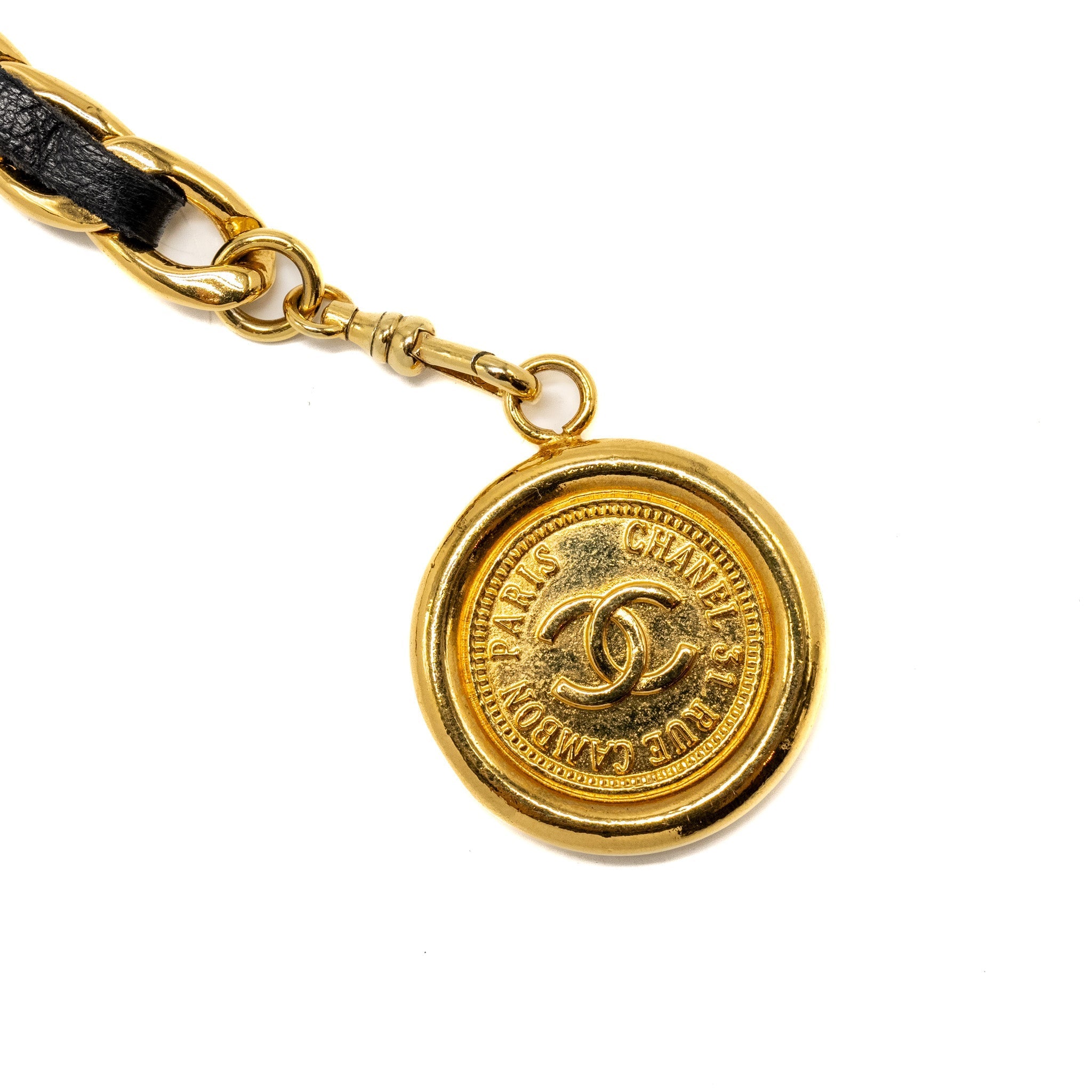 CHANEL VINTAGE 3-TIER STRAND LEATHER CHAIN BELT LAMBSKIN 24K GOLD PLATED