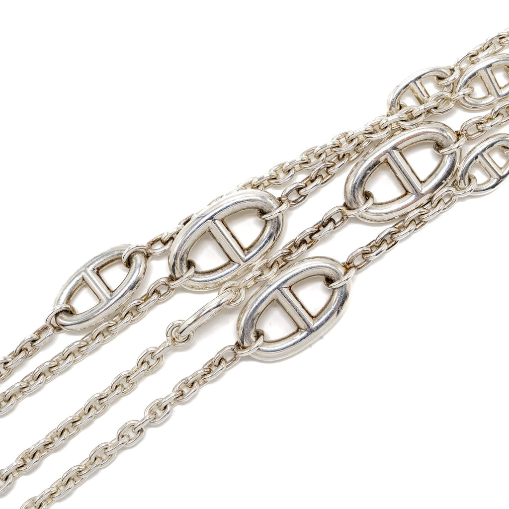 HERMES 160CM FARANDOLE LONG NECKLACE SILVER TONE