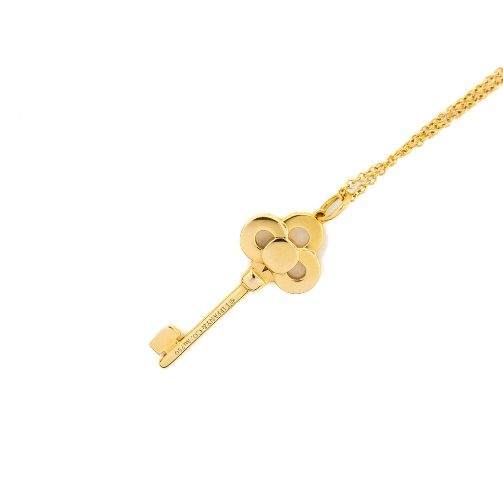TIFFANY MINI CROWN KEY PENDANT WITH CHAIN ROSE GOLD DIAMONDS