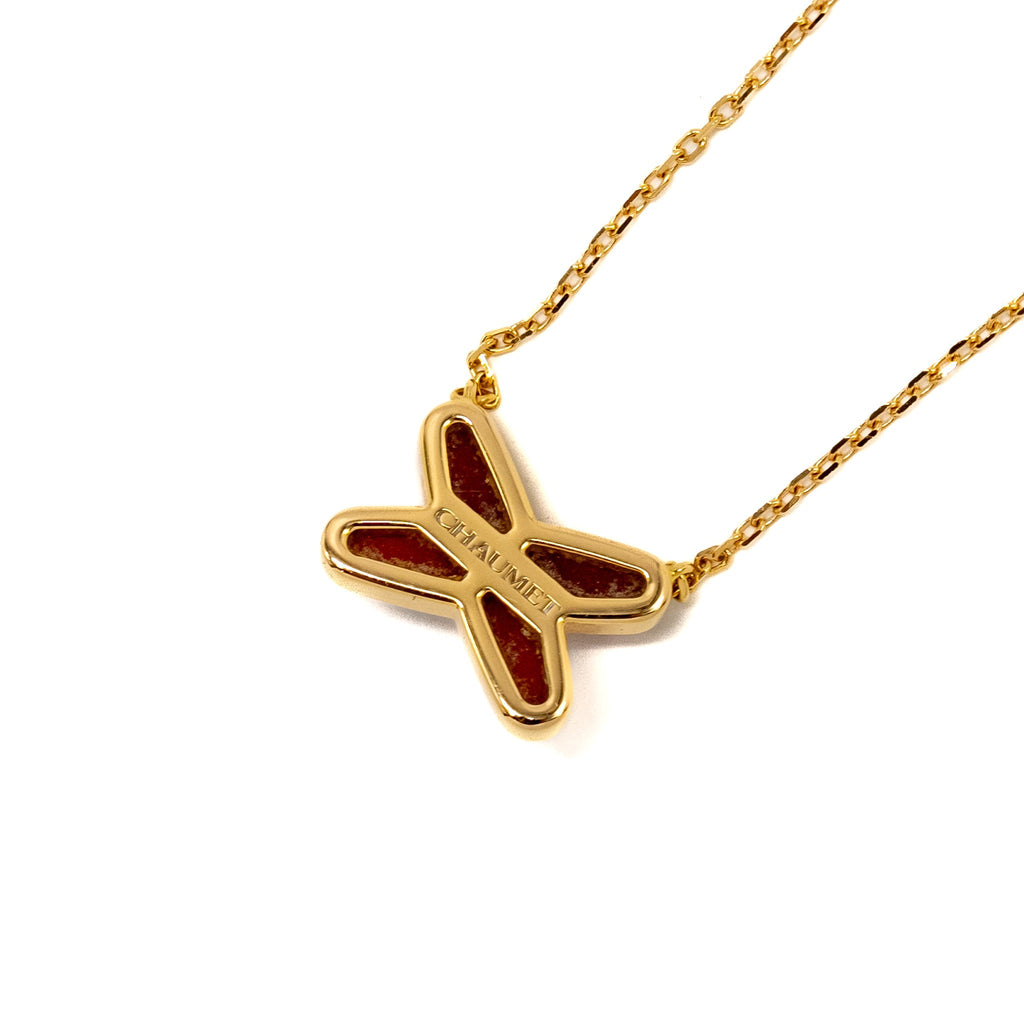 CHAUMET JEUX DE LIENS CARNELIAN PENDANT WITH DIAMOND ROSE GOLD