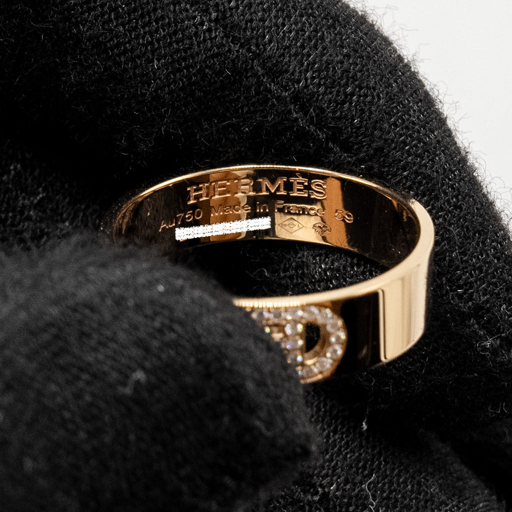 HERMES ANCRE RING ROSE GOLD, DIAMONDS