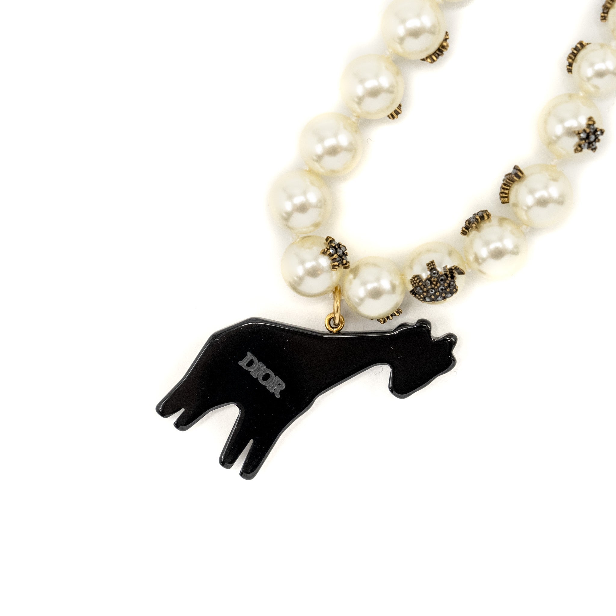 DIOR GIRAFFE PEARL CHOCKER GOLD TONE
