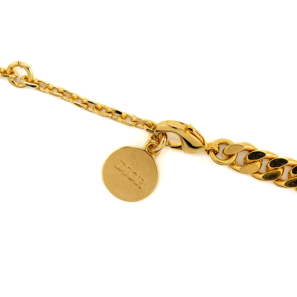 DIOR STAR/CLOVER/BEE/PEARL/CD NECKLACE GOLD TONE