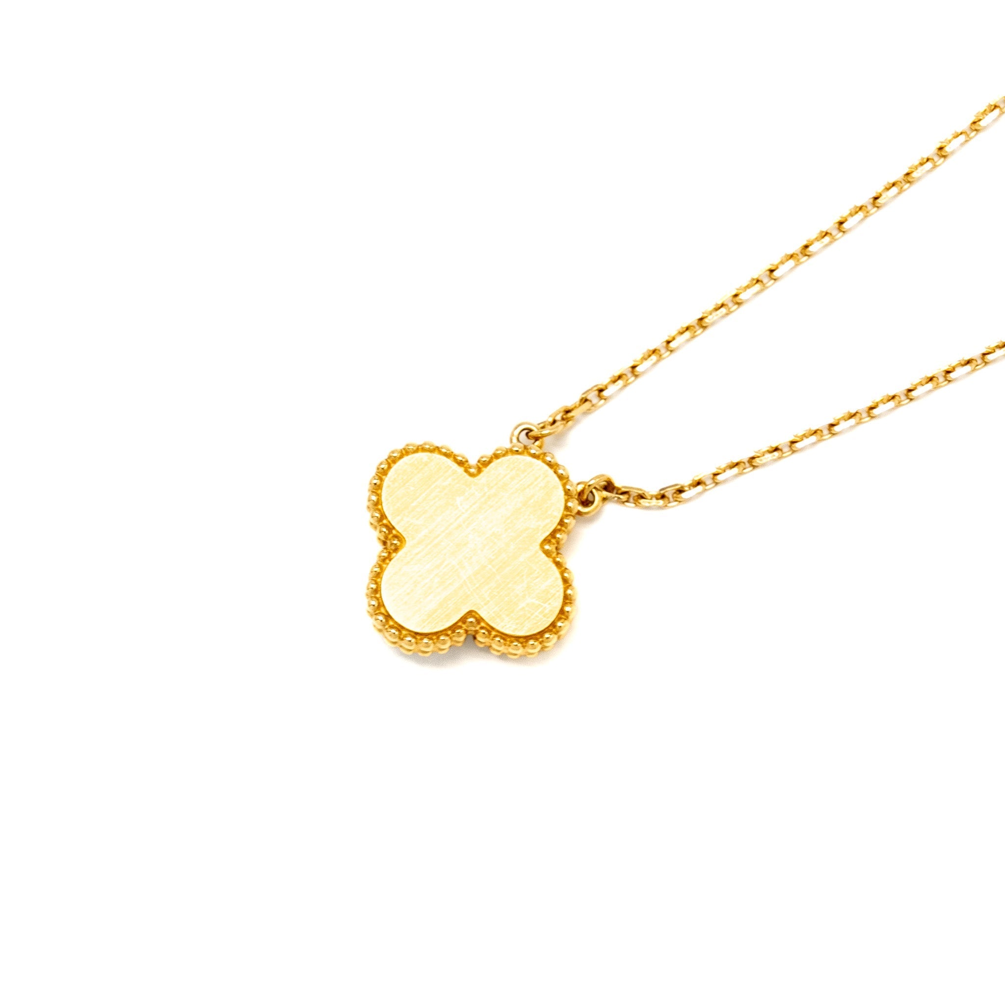 VAN CLEEF & ARPELS VINTAGE ALHAMBRA PENDANT, CELESTIAL BLUE SEVRES PROCELAIN YELLOW GOLD, DIAMOND
