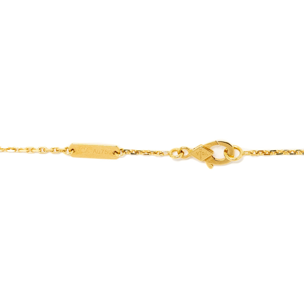 VAN CLEEF & ARPELS VINTAGE ALHAMBRA PENDANT, CELESTIAL BLUE SEVRES PROCELAIN YELLOW GOLD, DIAMOND